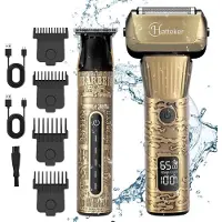 Hatteker Haarschneider Bartschneider T-Klinge Trimmer Body Grooming Kit Wasserdichter Haarrasierer für Männer mit Ultra Sharp Klinge 8-in-1Grau