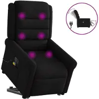 vidaXL Elektrischer Massagesessel mit Aufstehhilfe Schwarz Stoff