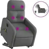 vidaXL Elektrischer Massagesessel mit Aufstehhilfe Dunkelgrau Stoff
