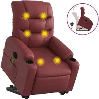 vidaXL Massagesessel mit Aufstehhilfe Weinrot Kunstleder