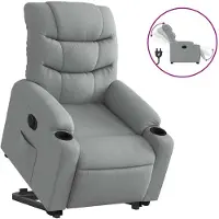 vidaXL Relaxsessel mit Aufstehhilfe Elektrisch Hellgrau Stoff