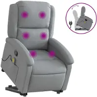 vidaXL Massagesessel mit Aufstehhilfe Hellgrau Stoff