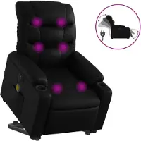 vidaXL Massagesessel mit Aufstehhilfe Elektrisch Schwarz Kunstleder