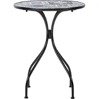 Beliani Gartentisch Schwarz u. Blau aus Metall Mosaik Muster ø 60 cm Rund Kaffeetisch Couchtisch Outdoor Terrassenmöbel Gartenmöbel Balkonmöbel
