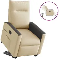 vidaXL Relaxsessel mit Aufstehhilfe Elektrisch Creme Stoff
