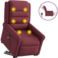 vidaXL Elektrischer Massagesessel mit Aufstehhilfe Weinrot Stoff