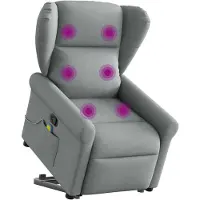 vidaXL Massagesessel mit Aufstehhilfe Hellgrau Stoff