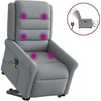 vidaXL Elektrischer Massagesessel mit Aufstehhilfe Hellgrau Stoff