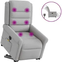 vidaXL Massagesessel mit Aufstehhilfe Elektrisch Wolkengrau Stoff
