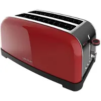 Cecotec Toastin' time 1500, 4 Scheibe(n), Rot, Edelstahl, Tasten, Niveau, Drehregler, 1500 W