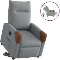 vidaXL Relaxsessel mit Aufstehhilfe Elektrisch Hellgrau Stoff