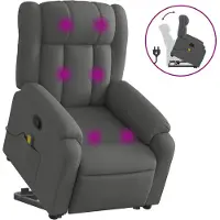 vidaXL Massagesessel mit Aufstehhilfe Dunkelgrau Stoff