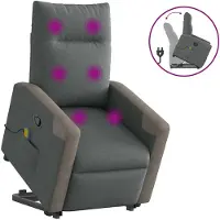 vidaXL Massagesessel mit Aufstehhilfe Dunkelgrau Stoff