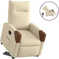 vidaXL Relaxsessel mit Aufstehhilfe Elektrisch Creme Stoff