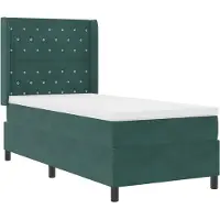 vidaXL Boxspringbett mit Matratze mit LED Dunkelgrün 90 x 200 cm Samt
