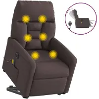 vidaXL Elektrischer Massagesessel mit Aufstehhilfe Dunkelbraun Stoff