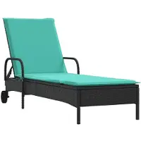 vidaXL Sonnenliege mit Rollen und Kissen Schwarz Poly Rattan
