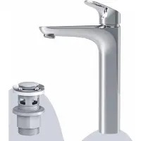 AM.PM Badarmatur Hoch Pop-Up Ablaufventil für Waschbecken Wasserhahn Bad Chrom Waschtischarmatur mit Ablaufgarnitur 1 1/4 Zoll Messing Ventil Ablauf
