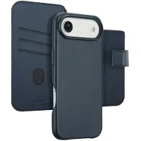 Accezz Apple iPhone Air Hülle - Echtes Leder - - 2 in 1 Case/Klapphülle - Dunkelblau