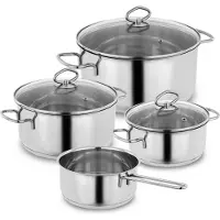 KOPF Topfset Merkur (Edelstahl, Induktion, 4-teilig, mit Schüttrand, Literskala und Glasdeckel)