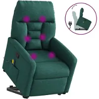 vidaXL Massagesessel mit Aufstehhilfe Dunkelgrün Stoff