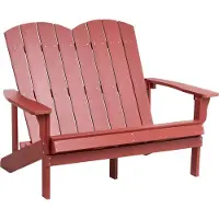 Beliani 2-Sitzer Gartenbank Rot Kunstholz 125 cm Breite Armlehnen Holzoptik Niedrige Sitzhöhe Muskoka Adirondack Stil Terrasse Outdoor Sitzbank
