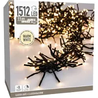 ECD-Germany LED Cluster Lichterkette 11m 1512 LEDs Warmweiß 8 Modi strombetrieb IP44 Wasserabweisend Innen/Außen Weihnachtsbeleuchtung Büschelkette