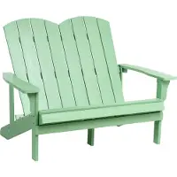 Beliani 2-Sitzer Gartenbank Hellgrün Kunstholz 125 cm Breite Armlehnen Holzoptik Niedrige Sitzhöhe Muskoka Adirondack Stil Terrasse Outdoor Sitzbank