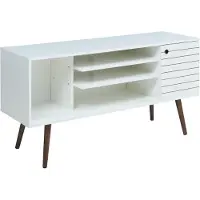 En.casa Fernsehschrank 'Vare' Lowboard 130 x 40 x 66 cm mit 1 Tür und 4 offenen Fächern Weiß