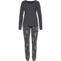 Vivance Pyjama grau Gr. 32/34 für Damen. Rundhals und Allover-Druck. Bequem. Nachhaltig.