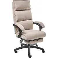 Beliani Bürostuhl Beige Chenille Gepolstert Höhenverstellbar Drehbar mit Fußstütze Gepolsterte Armlehnen Verstellbare Kopfstütze Neigbare Rückenlehne
