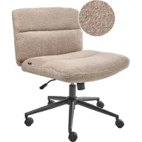 Beliani Schreibtischstuhl Beige Bouclé Gepolstert Gesteppt Teddy Optik Drehbar Höhenverstellbar mit Wippfunktion ohne Armlehnen Moderner Drehstuhl
