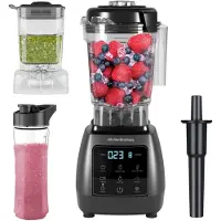 Kitchenbrothers 2-in-1 Power Standmixer - 1600W - 2L - Komplettset mit Zerkleinerer und To-Go Becher - Smoothie Maker - Eiscrusher - Metallic Grau