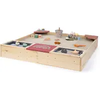 Muddy Buddy Sandkasten "Beach Rebel", beige (natur), Sandkästen, Kinder, B/H/L: 125cm x 20cm x 135cm, Massivholz, Sandkasten, natur - puderrosa, B:125cm H:20cm L:135cm