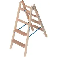 Krause Stehleiter , beidseitig, TRBS 2121-2, mit Eimerhaken, 2 x 4 Stufen/Sprossen, Holz