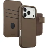 Accezz Apple iPhone 17 Pro Hülle - Echtes Leder - - 2 in 1 Case/Klapphülle - Braun