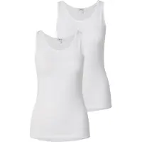 s.Oliver Tanktop , Damen, Gr. 46, weiß (weiß, weiß), Jersey, Obermaterial: 95% Baumwolle, 5% Elasthan, unifarben, hüftbedeckend, Rundhals, Tops Tanktop, 2-er Pack, Sommertop, mit Stretch