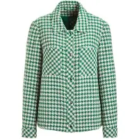 Goldner Blazer mit Hahnentrittmuster in grün / weiß / gemustert | Gr.: 42