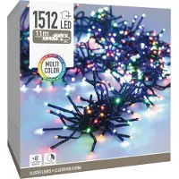 Koopman LED-Clusterlichterkette Büschel bunt, 1512 LEDs, schwarzes Kabel, Innen/Außen, 14m