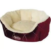 Nobby Komfort Bett oval "CENO", weinrot/beige, 55 x 50 x 21 cm