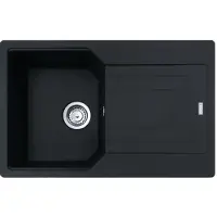 Franke Spüle URBAN UBG 611-78 in BLACK MATT mit Drehexcenterbedienung Edelstahl / Ausschnittmaß 760 x 480 mm R15 / Granitspüle