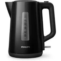 Philips Wasserkocher Series 3000, 1.7 L, Leuchtanzeige mit Klappdeckel und Kontrollanzeige, Schwarz (HD9318/20)