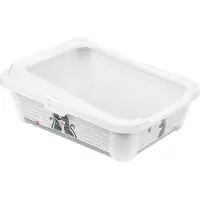 Carrefour Home Carrefour Bacinella per lettiera con bordo rimovibile 50x39.5x19 cm, Katze, Offene Katzentoilette, Grau, Kunststoff, 395 mm, 500 mm