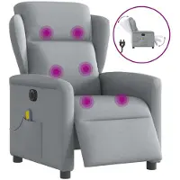 vidaXL Massagesessel Elektrisch Hellgrau Stoff