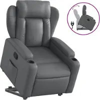 vidaXL Relaxsessel mit Aufstehhilfe Grau Kunstleder