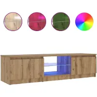 vidaXL TV-Schrank mit LED-Leuchten Artisan-Eiche 140x40x36 cm