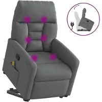 vidaXL Massagesessel mit Aufstehhilfe Dunkelgrau Stoff