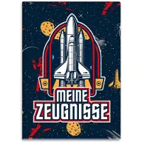 Itenga Zeugnismappe 33105233, mit Motiv, A4, Sichtbuch, Motiv Weltraum, mit 10 Hüllen