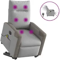 vidaXL Massagesessel mit Aufstehhilfe Elektrisch Wolkengrau Stoff