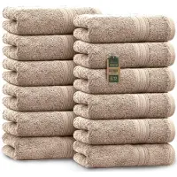 NatureMark Handtuch Premium, sand-beige, 30 x 50 cm, Gästetuch mit Bordüre, aus 100% Baumwolle, 500 g/m2, 12 Stück